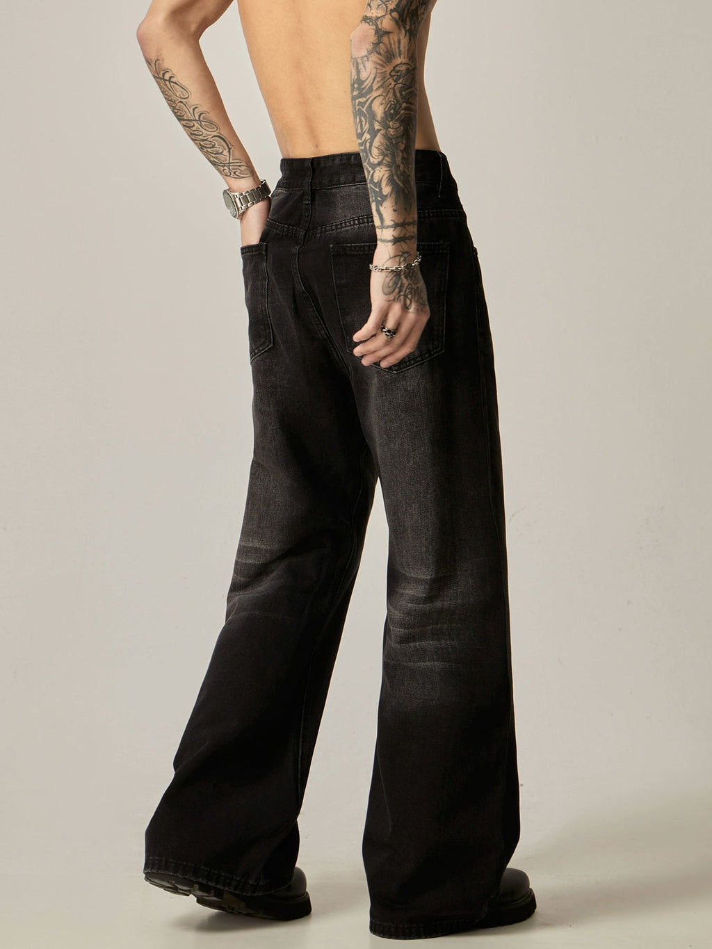 Retro Black Loose Straight Jeans  OR0362