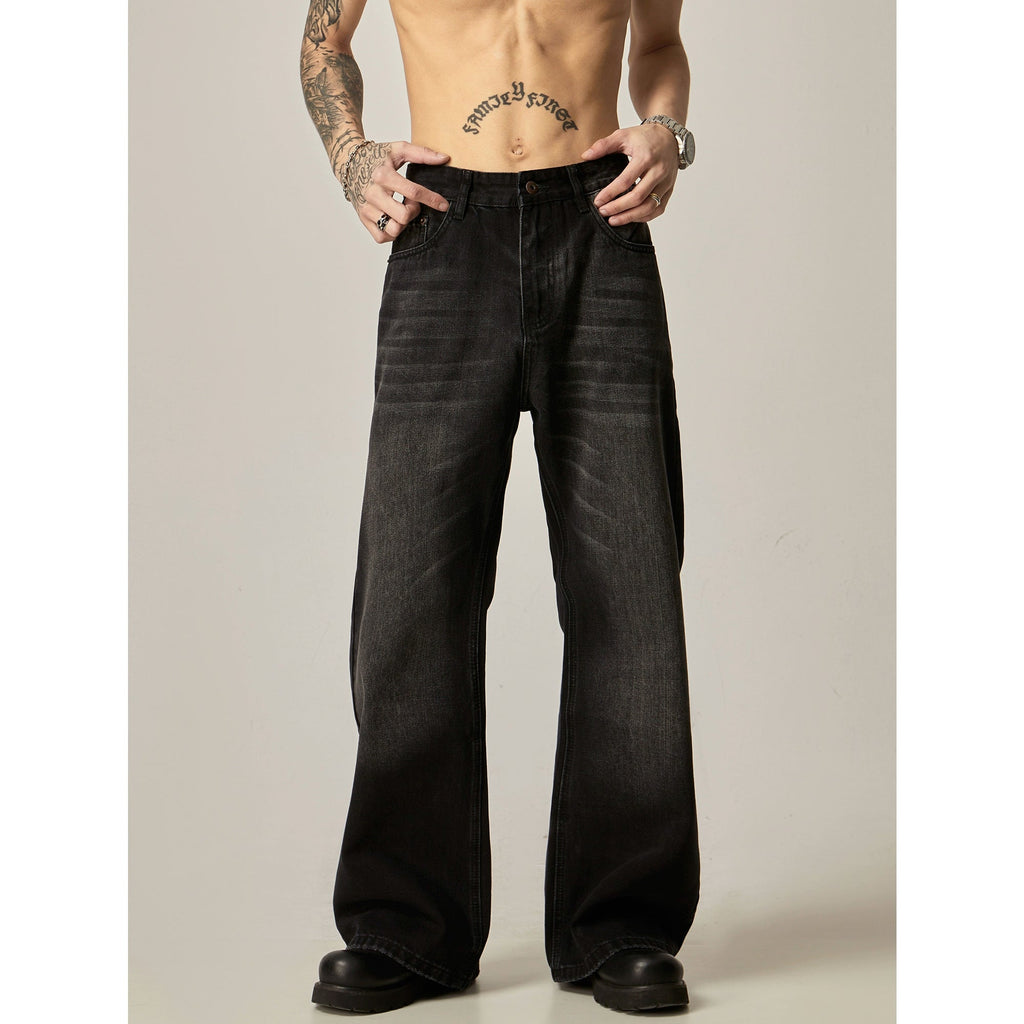 Retro Black Loose Straight Jeans  OR0362