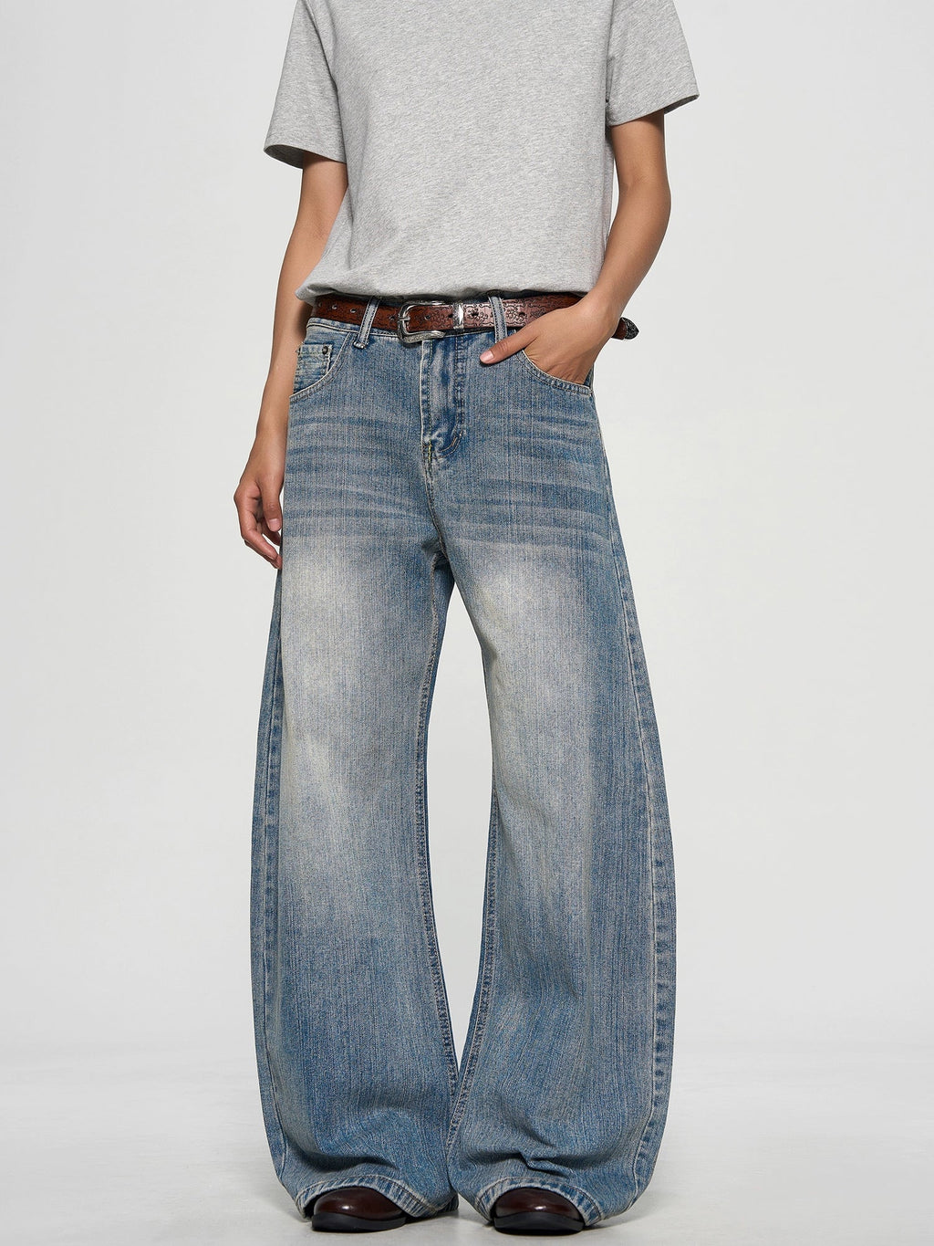 Washed Bamboo Pattern Jeans  OR0373