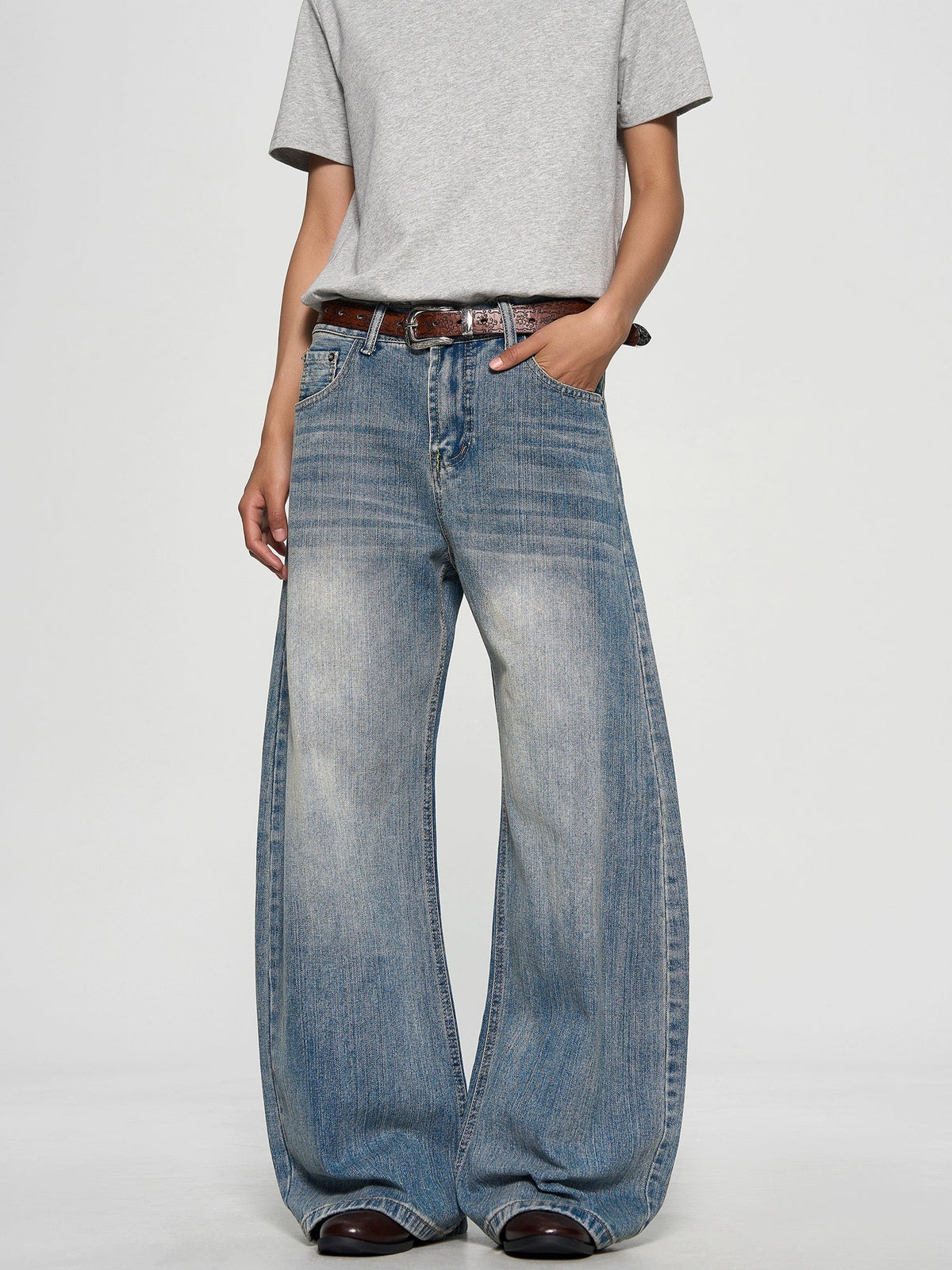 Washed Bamboo Pattern Jeans  OR0373