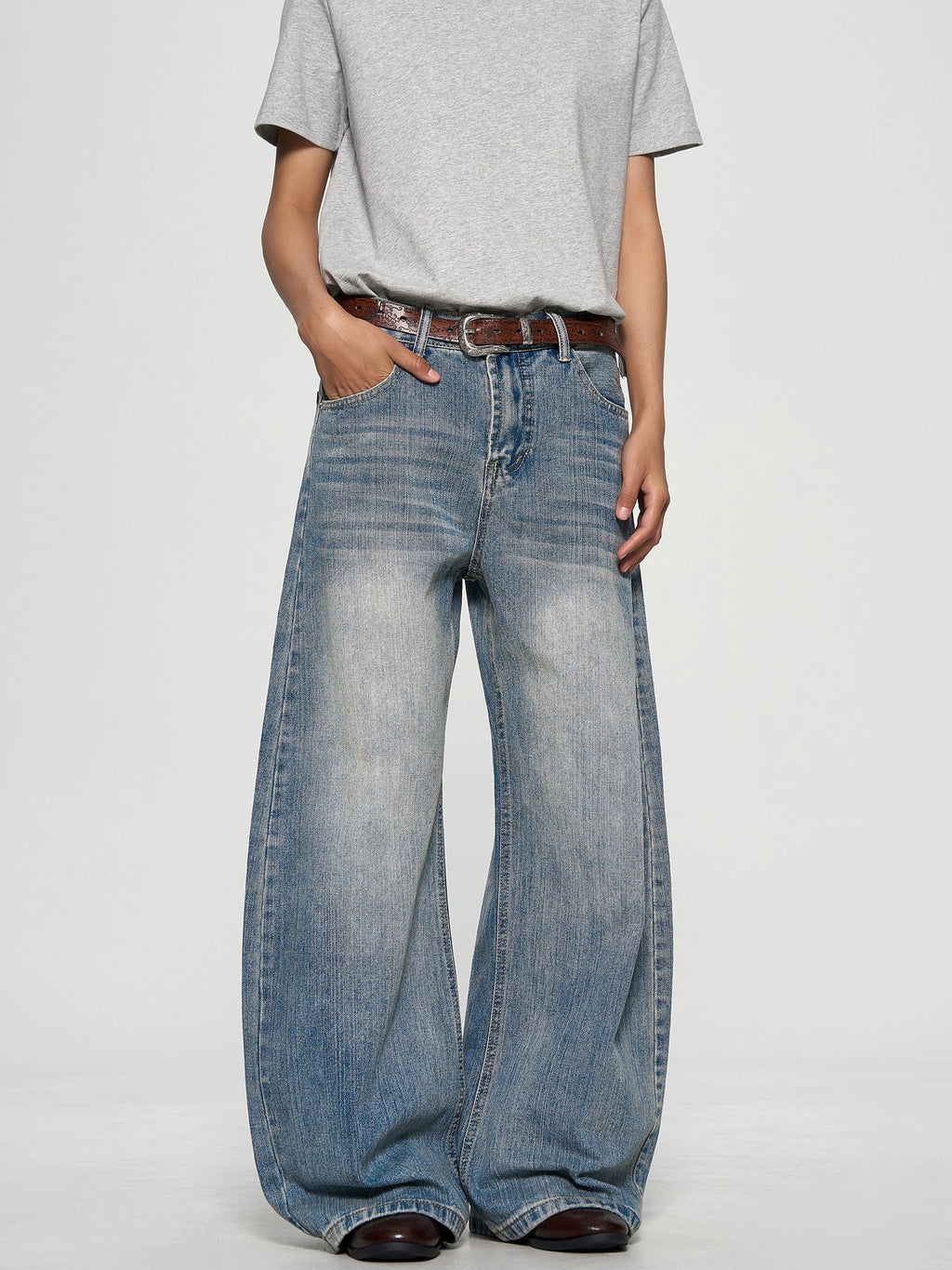 Washed Bamboo Pattern Jeans  OR0373