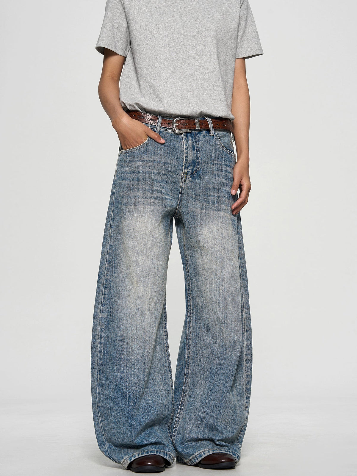 Washed Bamboo Pattern Jeans  OR0373