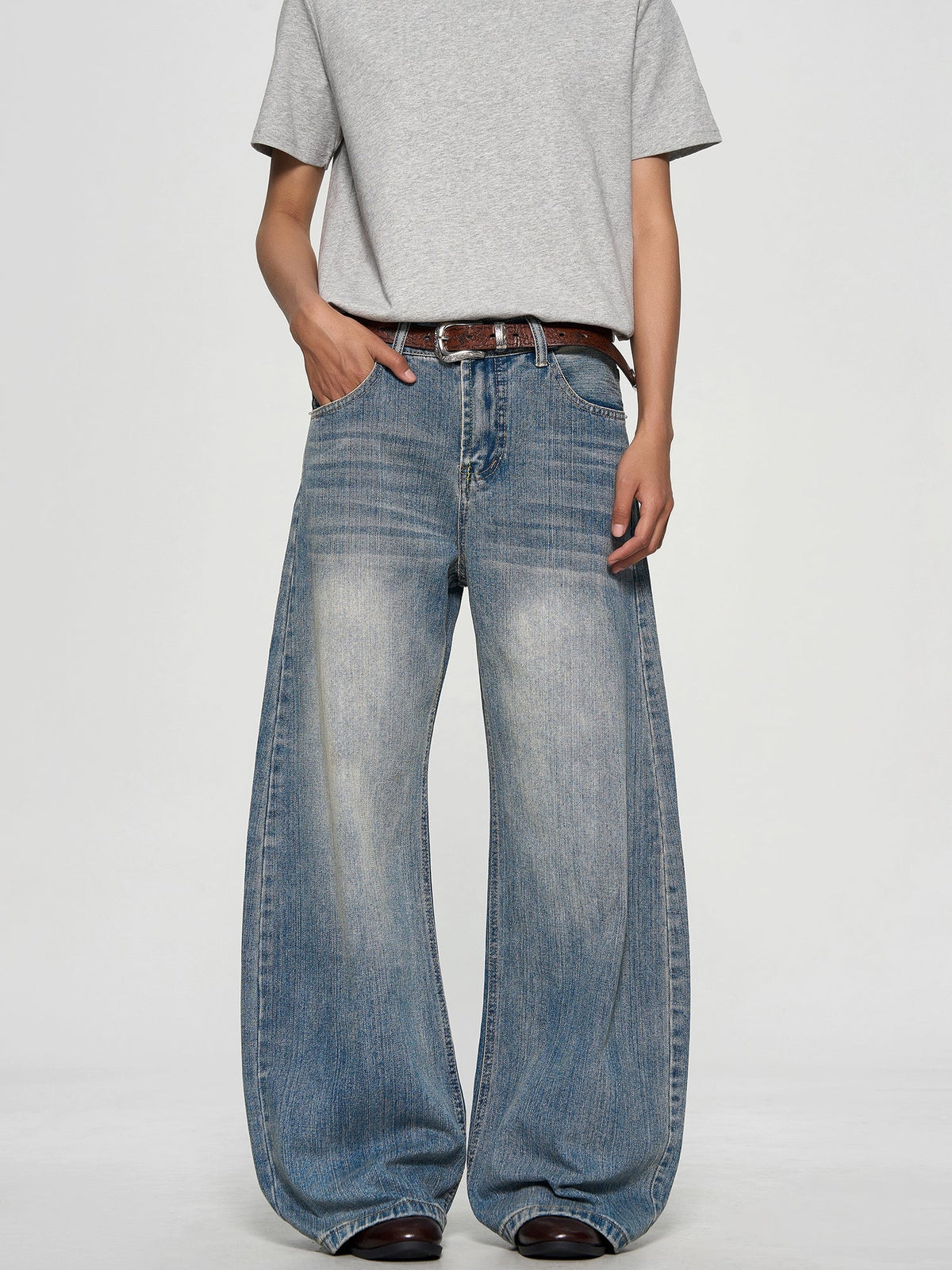 Washed Bamboo Pattern Jeans  OR0373