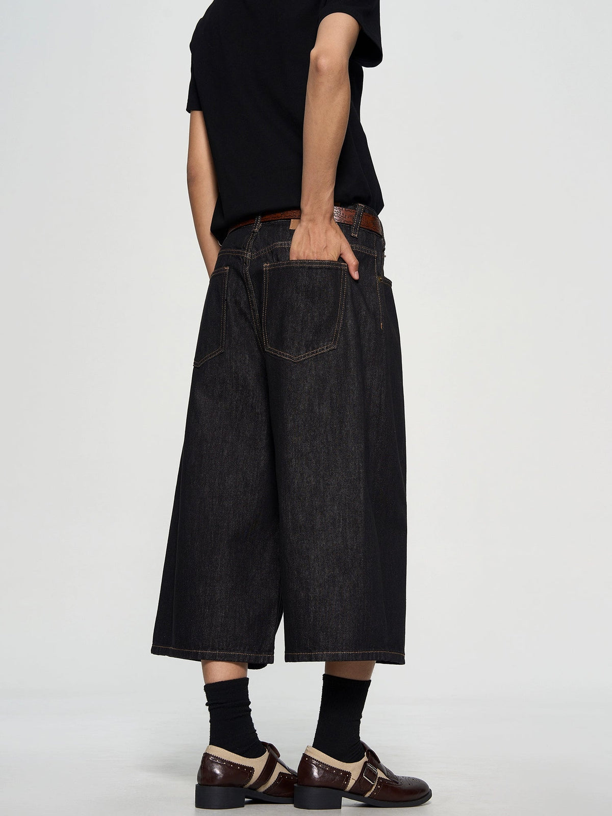 Washed Black Denim Shorts  OR0378