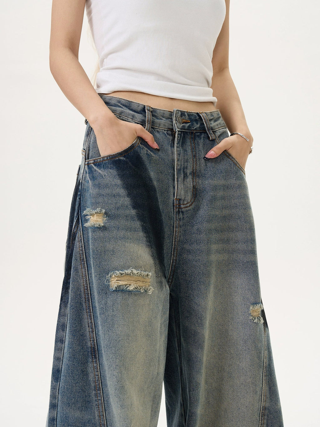 Machete Wide-leg Spray Denim Pants  OR0398
