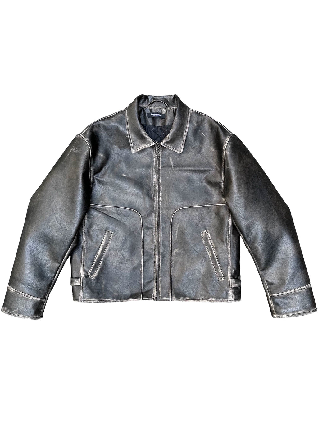 Leather Dirty Zipper Jacket  OR0406