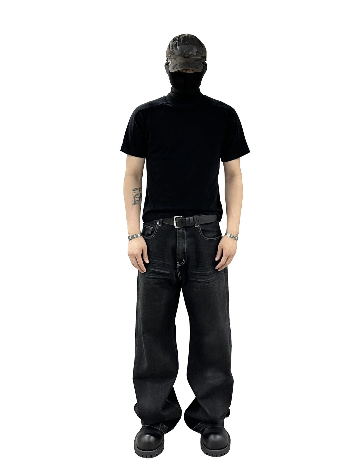 Wash Waxed Loose Denim Pants  OR0407
