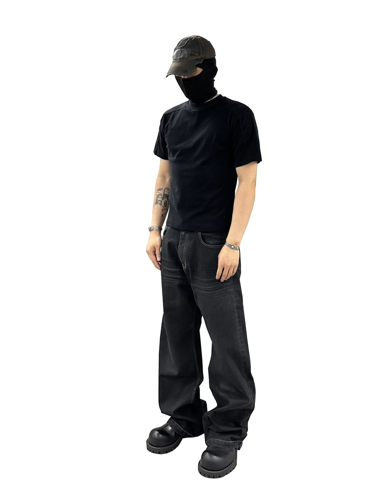 Wash Waxed Loose Denim Pants  OR0407