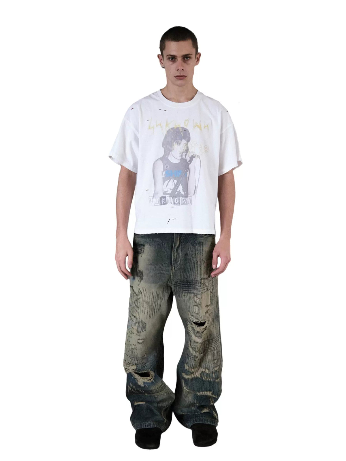 Heavy Destruction Random Needle Jeans  OR0410