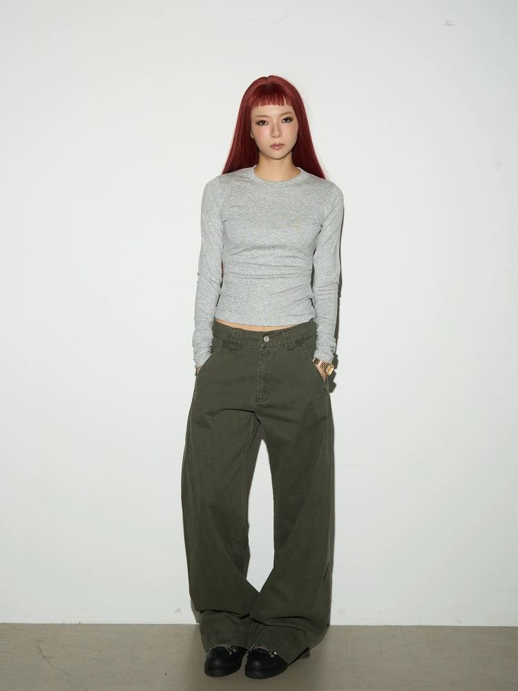 Retro Basic Solid Denim Pants  OR0416
