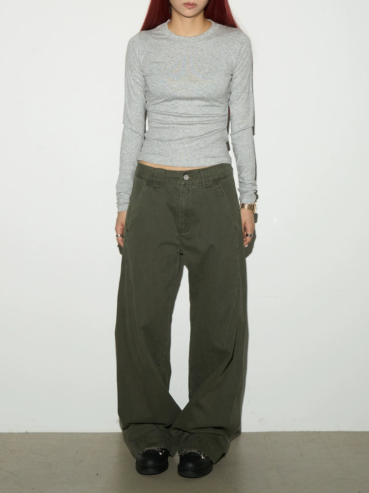 Retro Basic Solid Denim Pants  OR0416