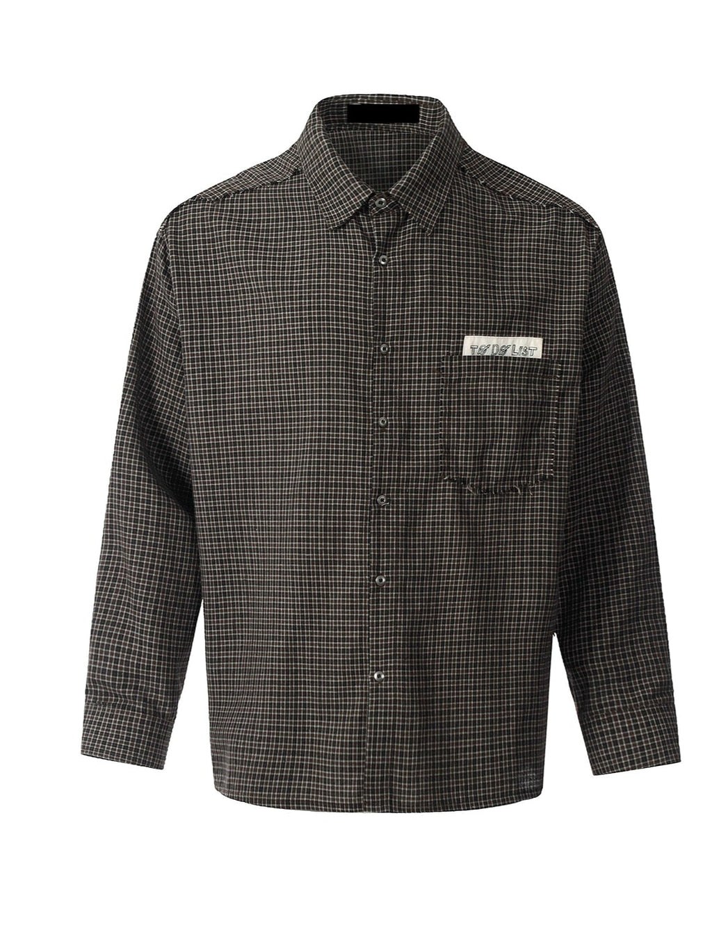 Patchwork Plaid Retro Maillard Brown Shirt  OR0418