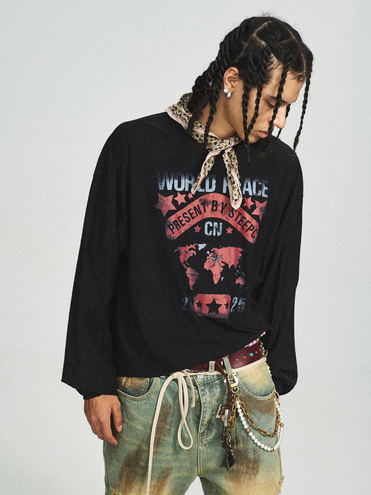 Peaceful Retro Long-sleeved T-shirt  OR0419