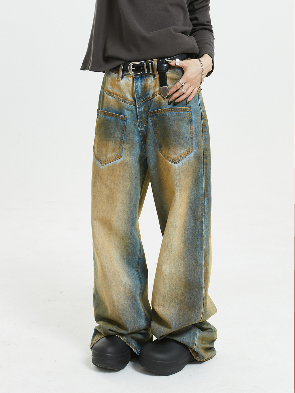 Silver Buckle Leather Belt  OR0420