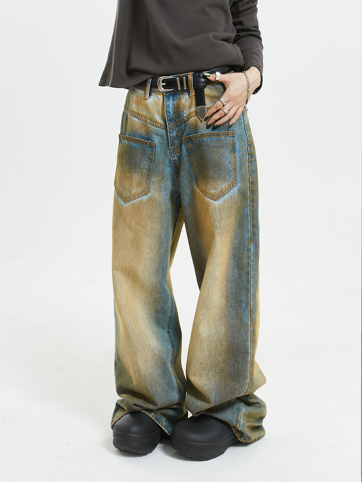 Silver Buckle Leather Belt  OR0420