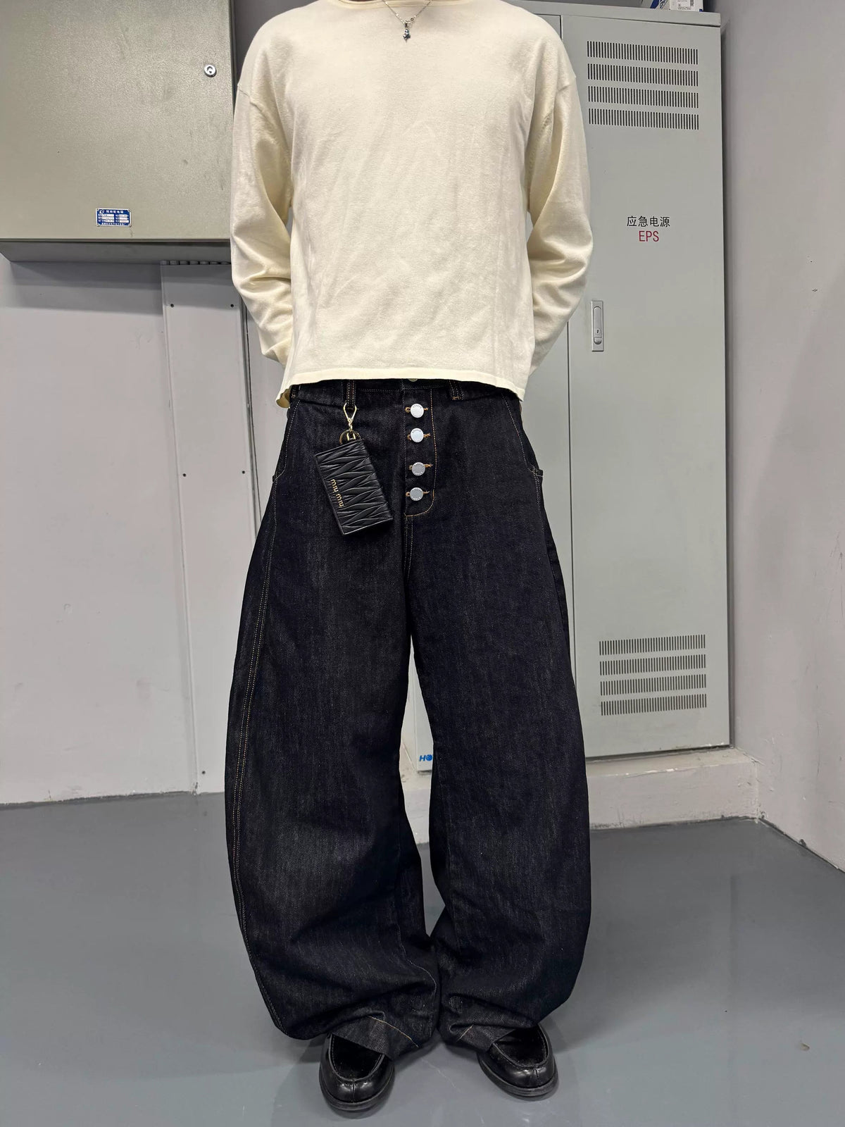 Hidden Machete Button Denim Pants  OR0426