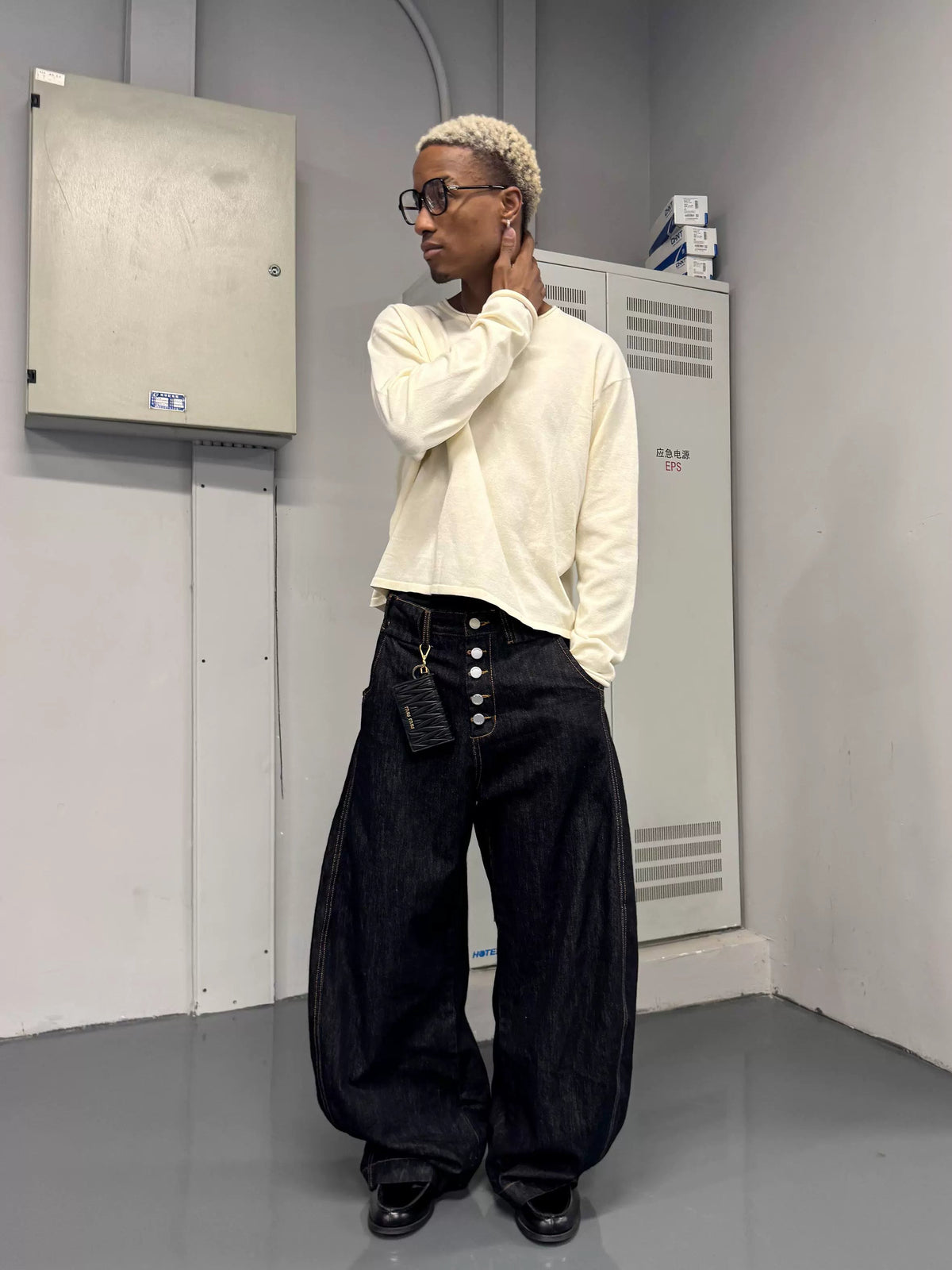 Hidden Machete Button Denim Pants  OR0426