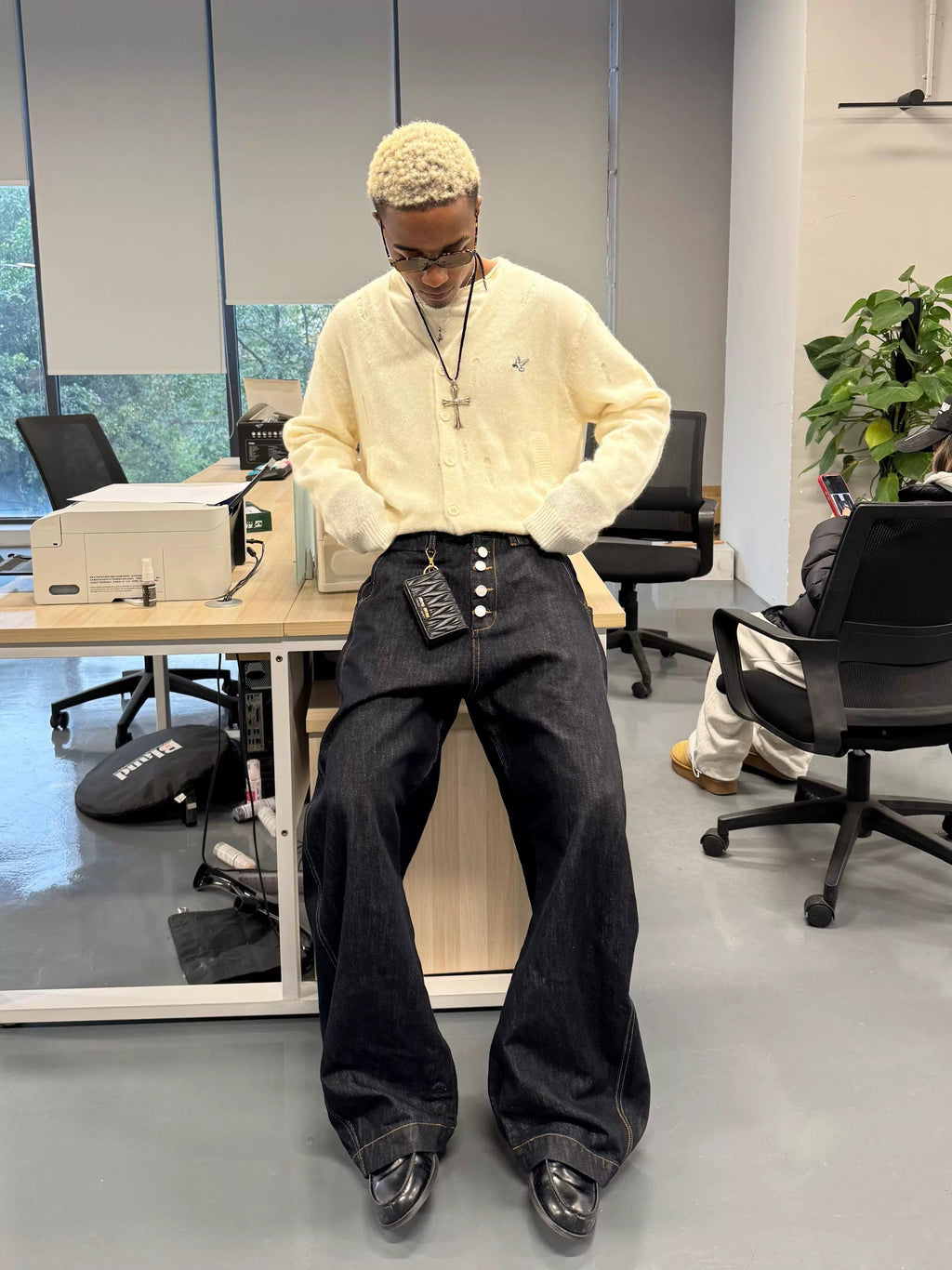 Hidden Machete Button Denim Pants  OR0426