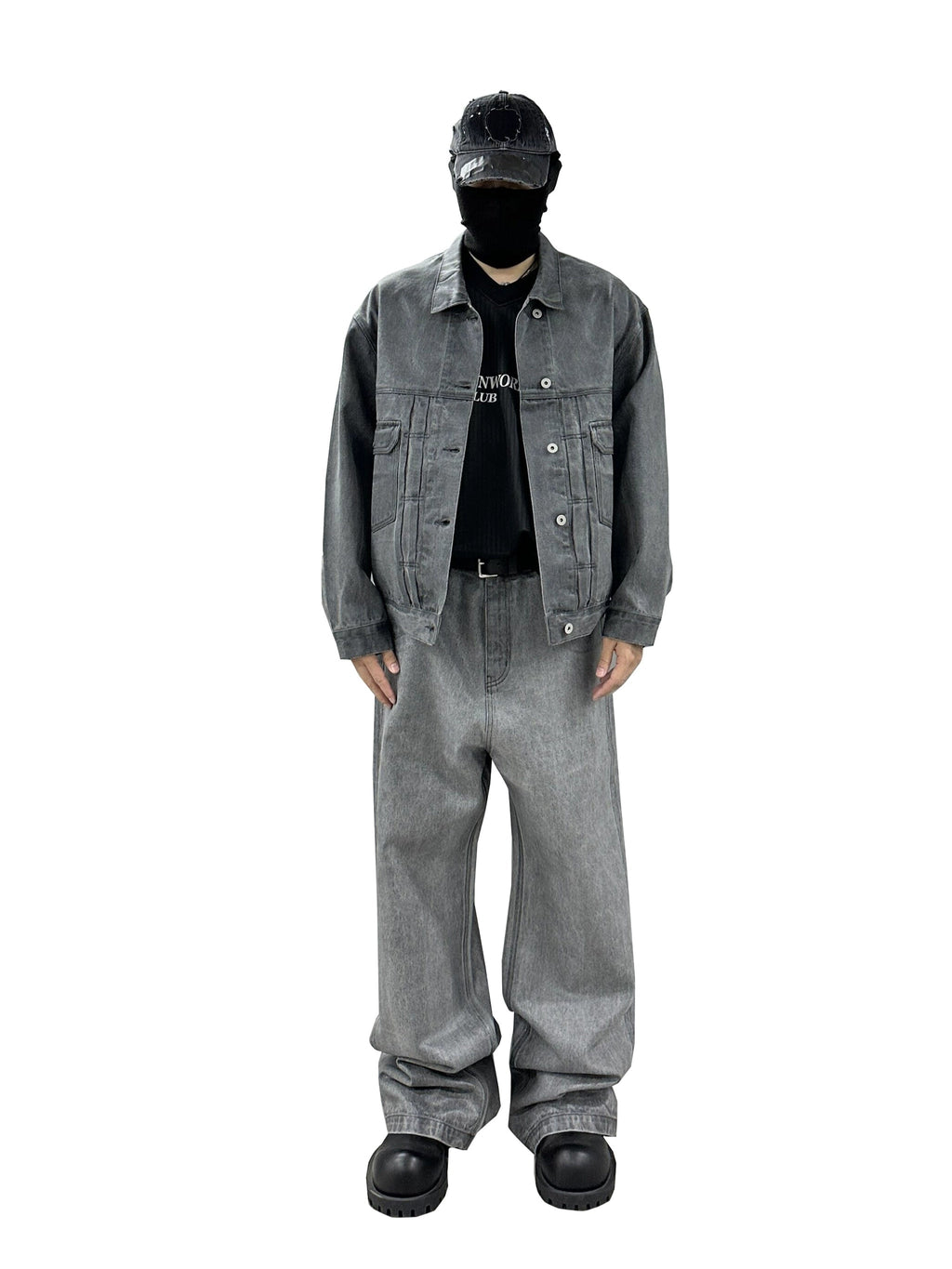 Waxed Straight Loose Denim Pants  OR0430