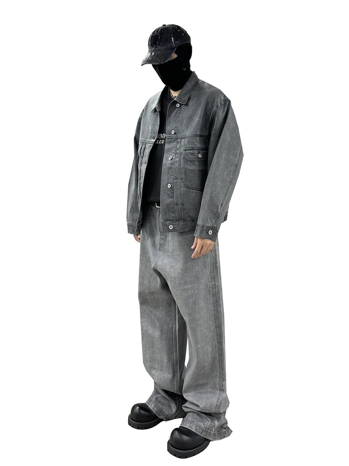 Waxed Straight Loose Denim Pants  OR0430
