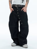 Curved Long-Breasted Baggy Jeans  OR0431