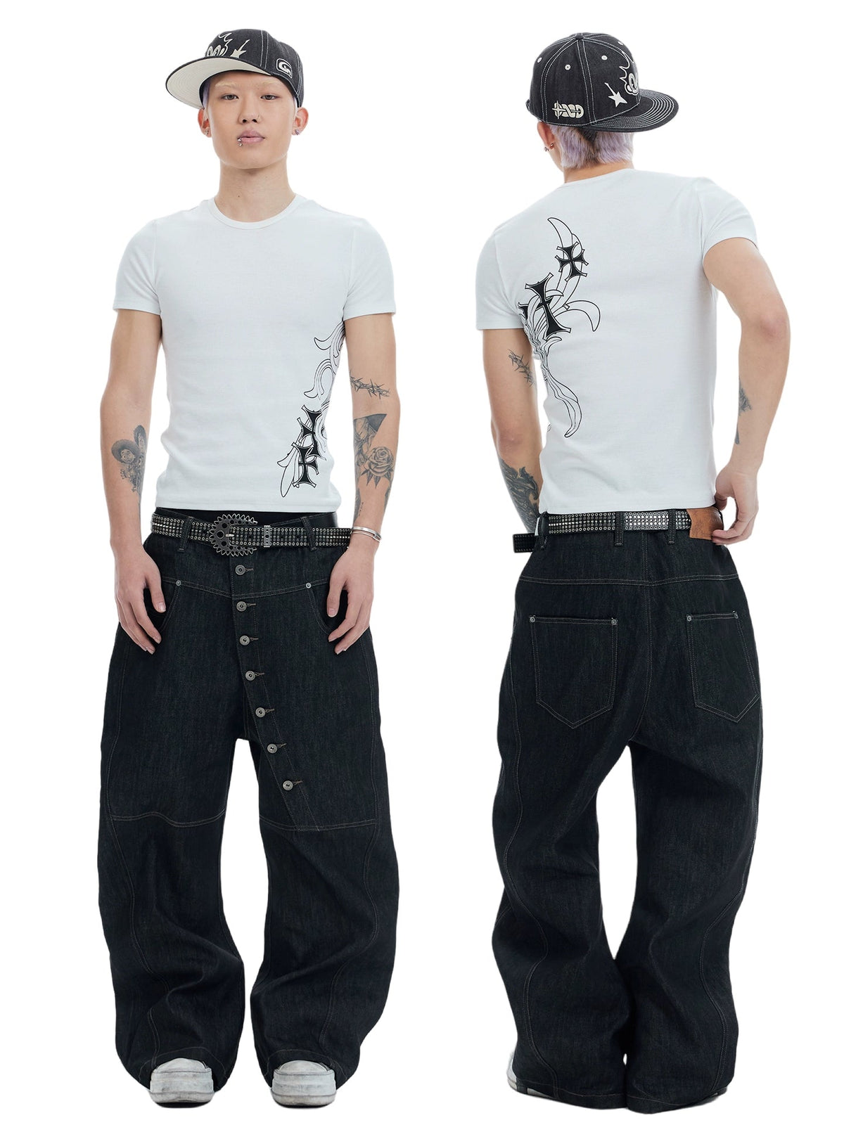 Curved Long-Breasted Baggy Jeans  OR0431