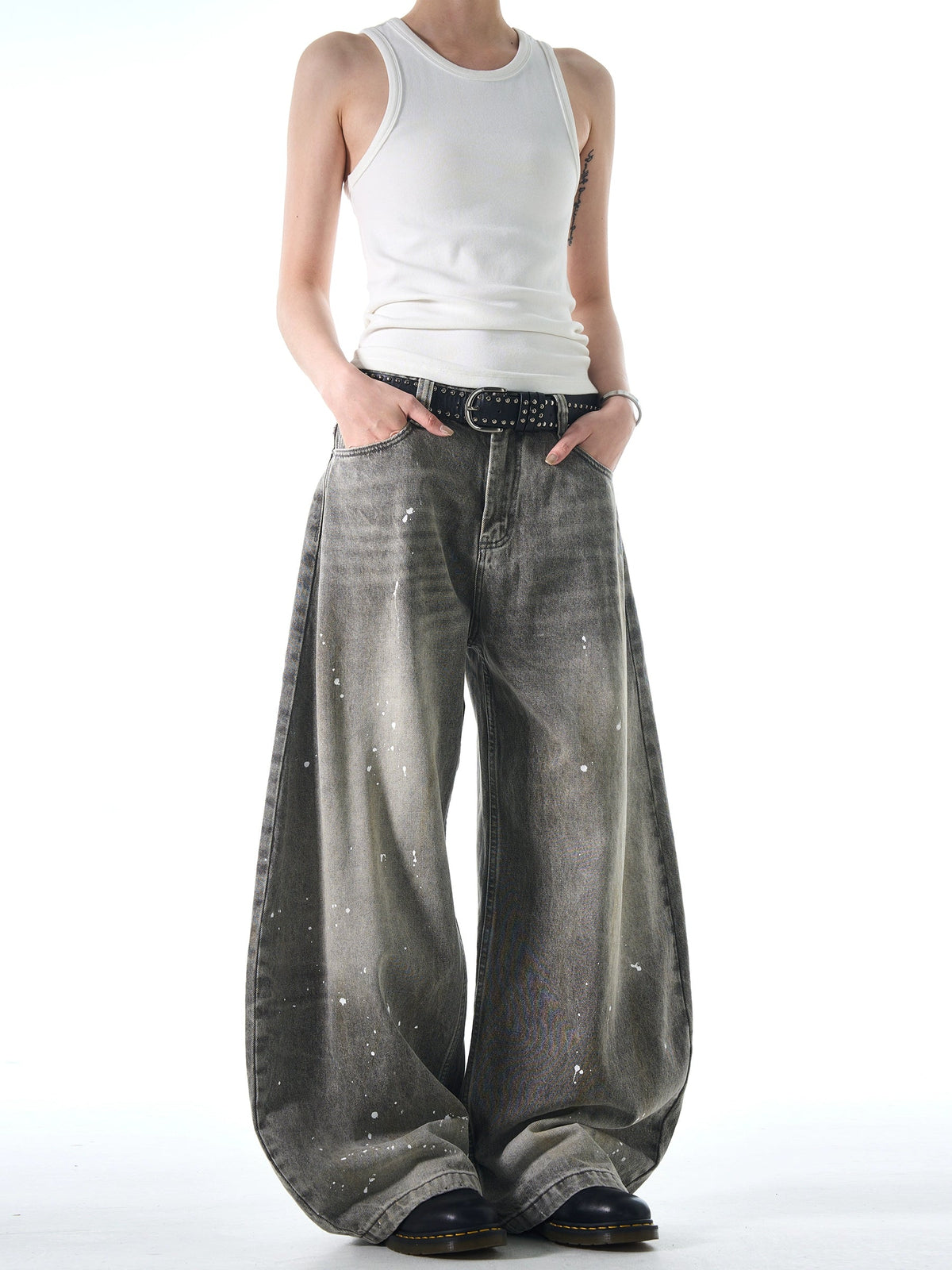 Street Ink Wash Wide Jeans  OR0436