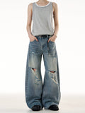 Demolished Bamboo Pattern Jeans  OR0438