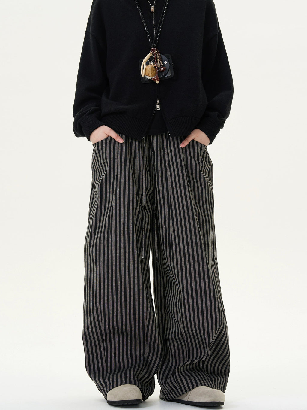 Striped Drape Casual Wide Pants  OR0439