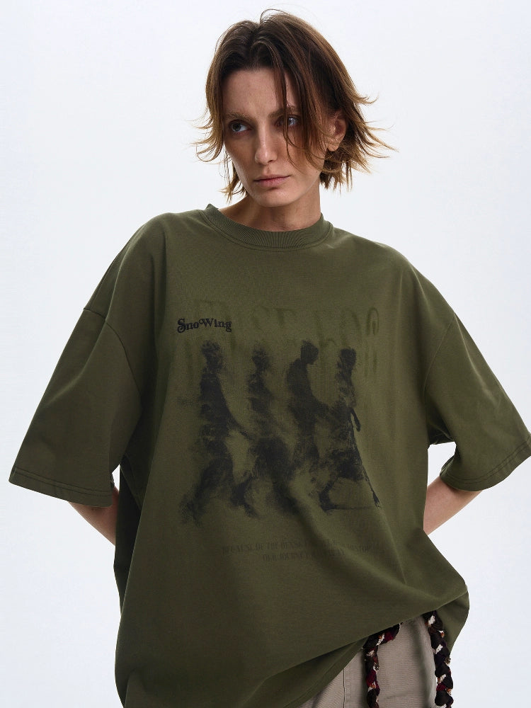 Old Washed Print T-shirt  OR0446