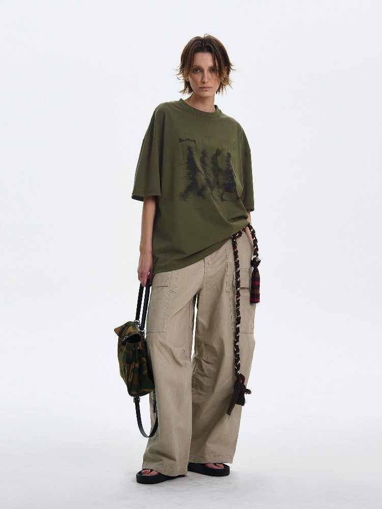 Old Washed Print T-shirt  OR0446
