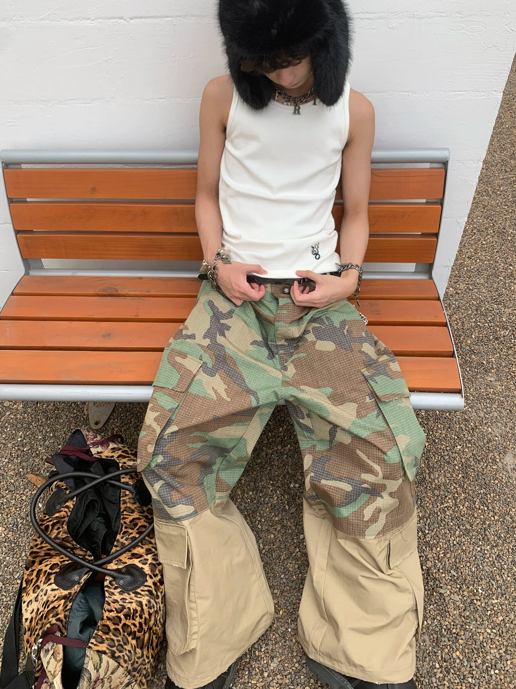 False Two-layer Frayed Camouflage Pants  OR0450