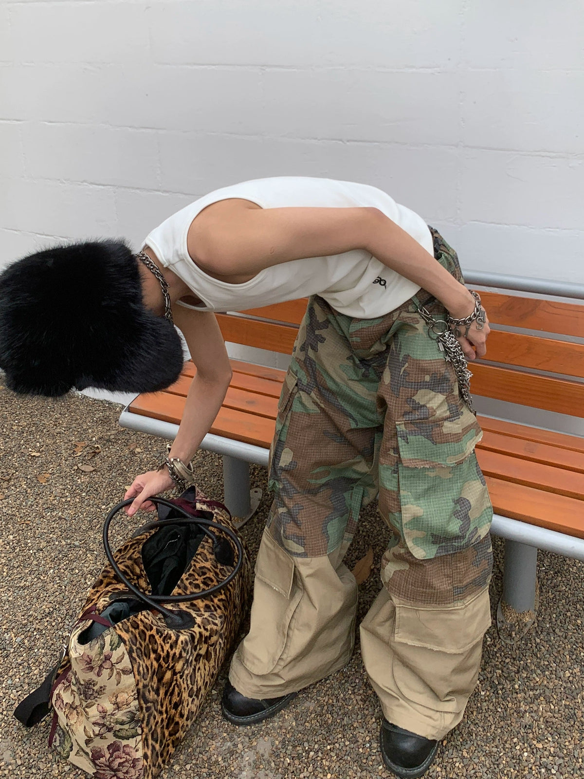 False Two-layer Frayed Camouflage Pants  OR0450