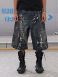 Street Cross Patchwork Denim Shorts  OR0451