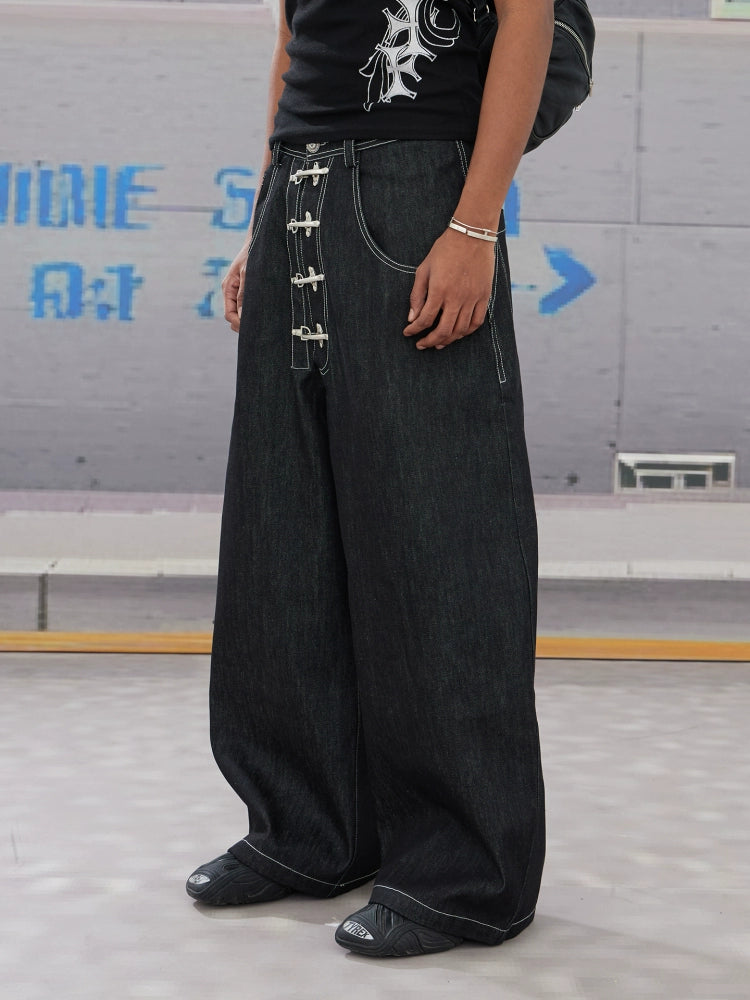 Raw Buckle Baggy Machete Denim Pants  OR0454