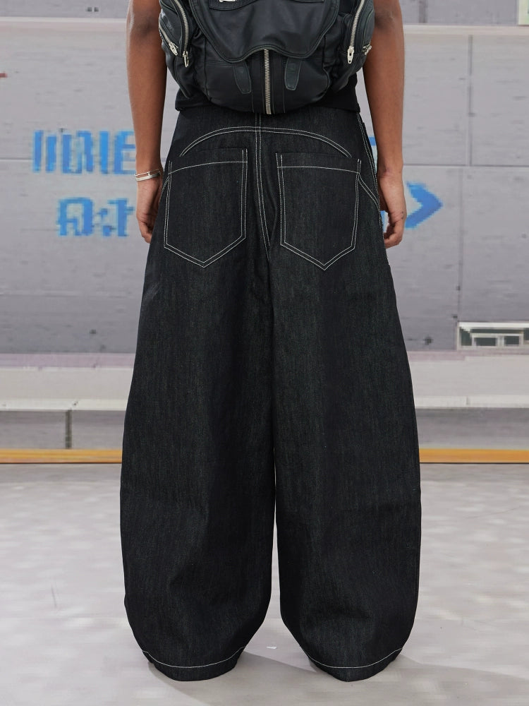 Raw Buckle Baggy Machete Denim Pants  OR0454