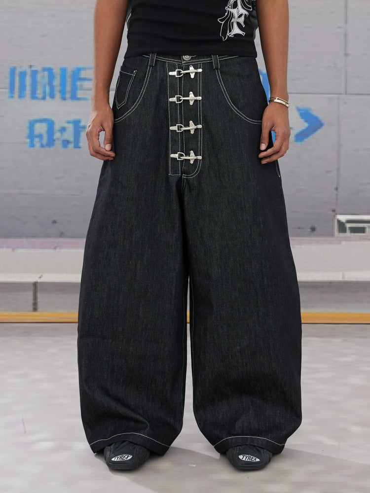 Raw Buckle Baggy Machete Denim Pants  OR0454
