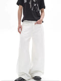French Modern Wide White Jeans  OR0456