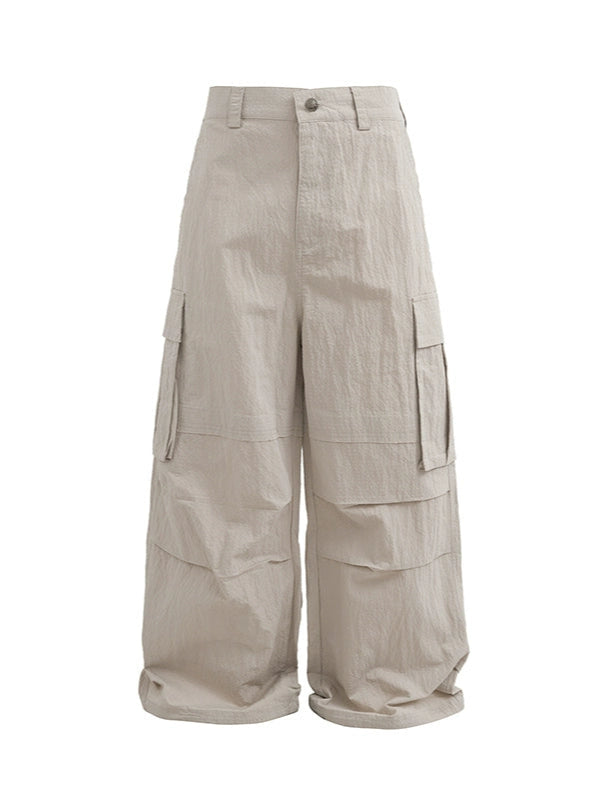 Textured Fabric Basic Cargo Pants  OR0458