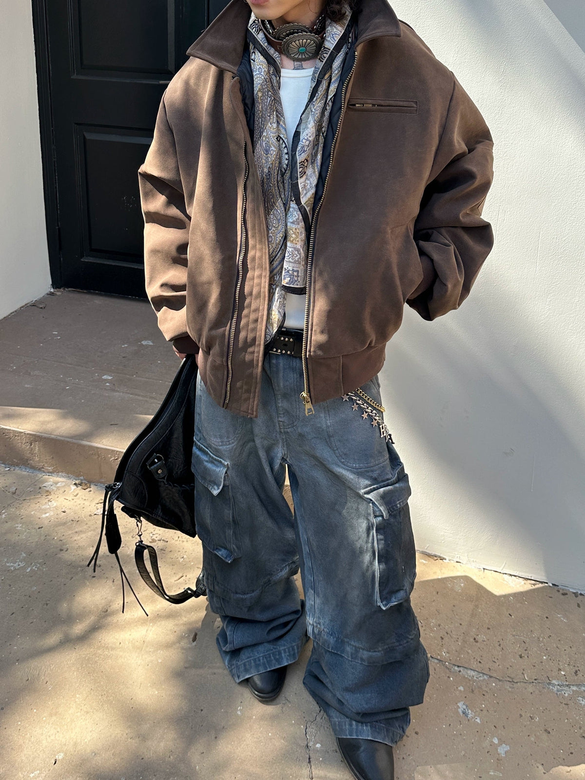 Dirty Dye Coated Aged Denim Cargo Pants  OR0459