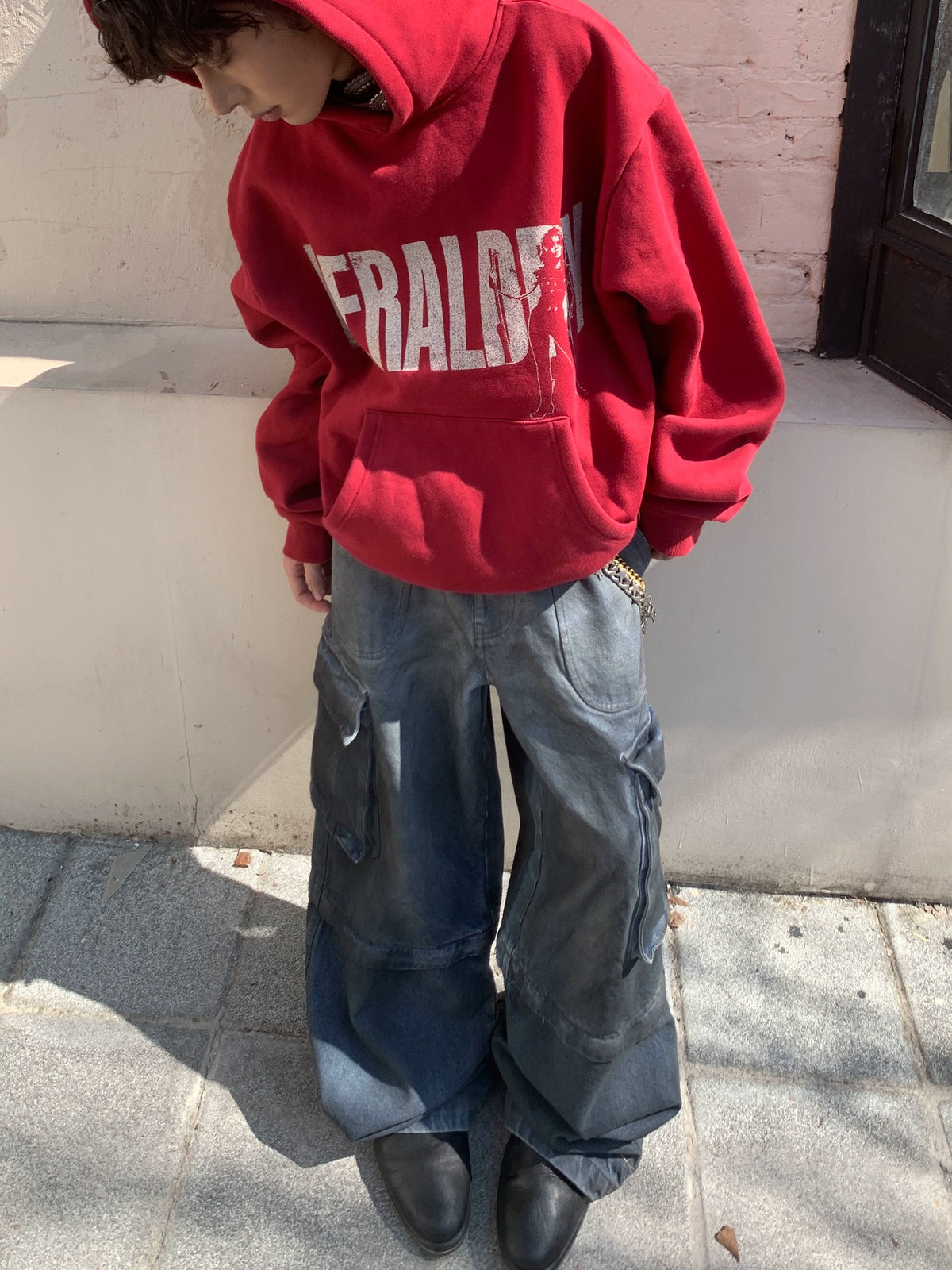 Dirty Dye Coated Aged Denim Cargo Pants  OR0459