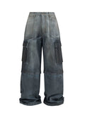 Dirty Dye Coated Aged Denim Cargo Pants  OR0459