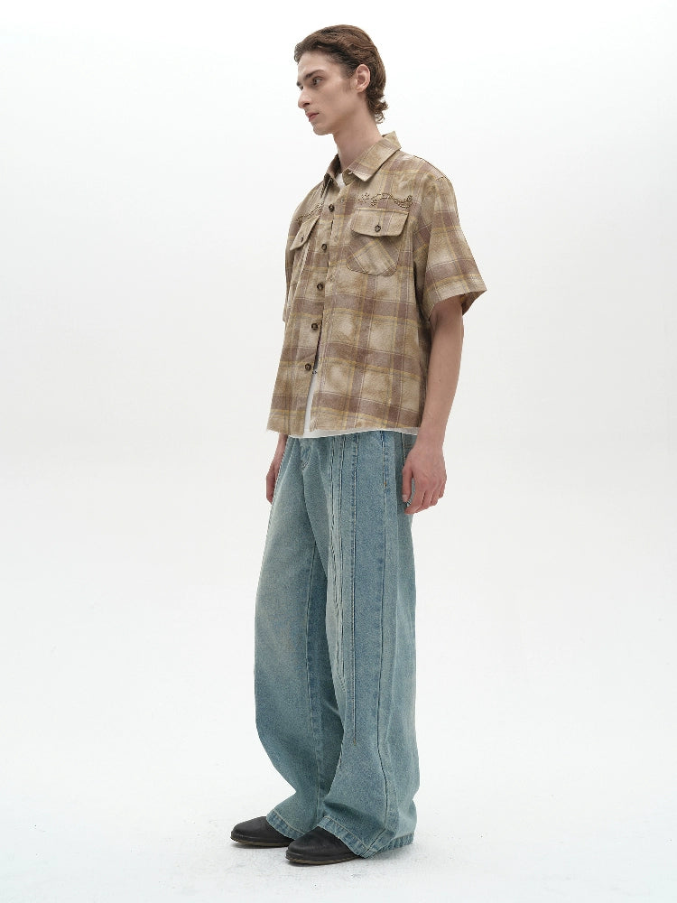 Triple-buried Bone Washed Jeans  OR0461