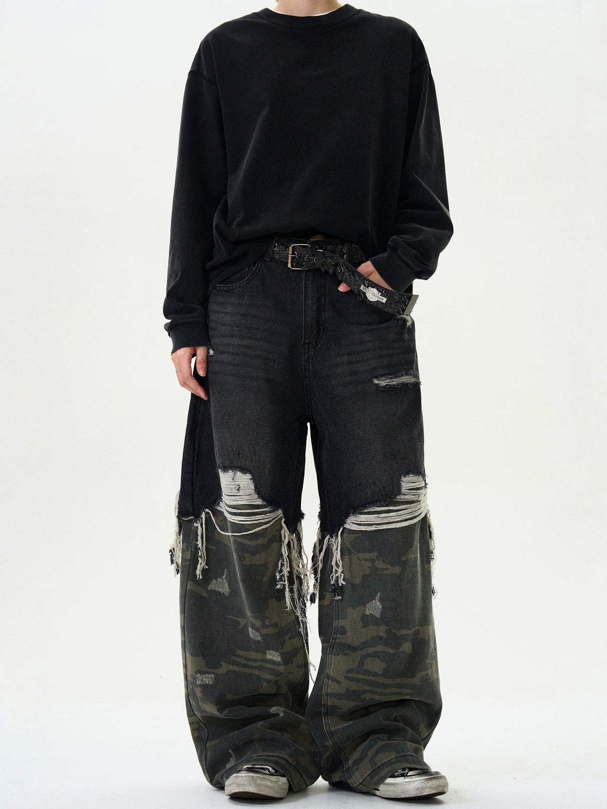 Camouflage Splicing Tide Denim Pants  OR0468