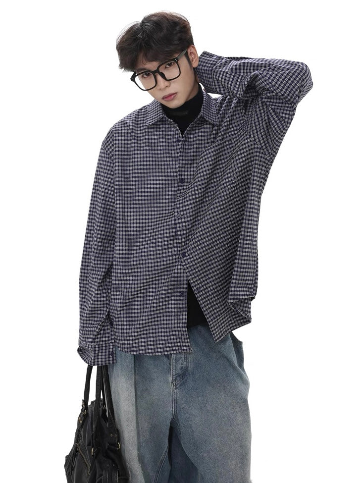 Retro Loose Plaid Tide Shirts  OR0472