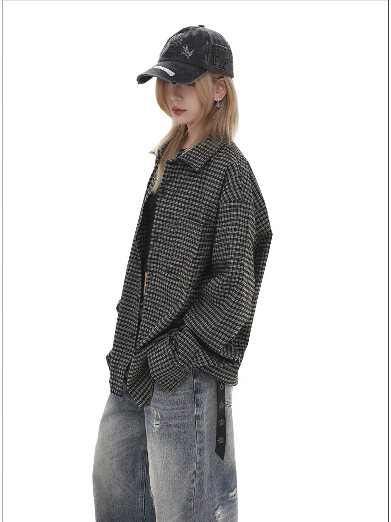 Retro Loose Plaid Tide Shirts  OR0472
