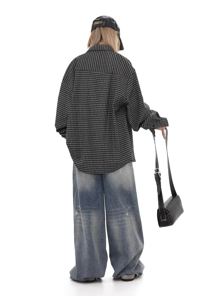 Retro Loose Plaid Tide Shirts  OR0472