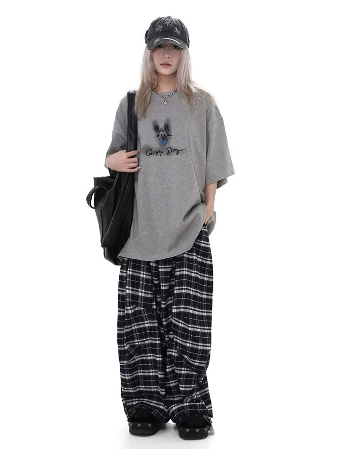 Elastic Waist Plaid Machete Pants  OR0474