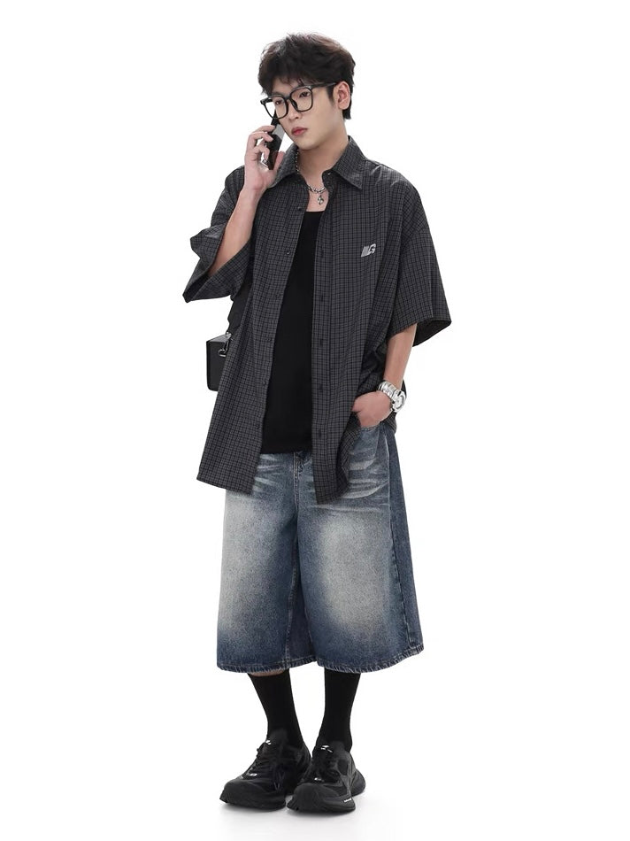 Loose Feeling Plaid Drape Shirt  OR0478