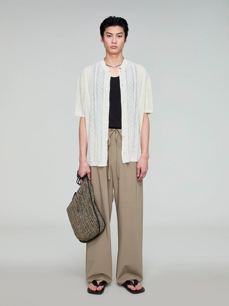 Vintage-Inspired Two-Tone Blended Lightweight Draped Pants  OR0486